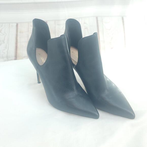 Aldo Black Double Arch Pump Exposed Ankle Size 7 Bootie - Picture 2 of 9